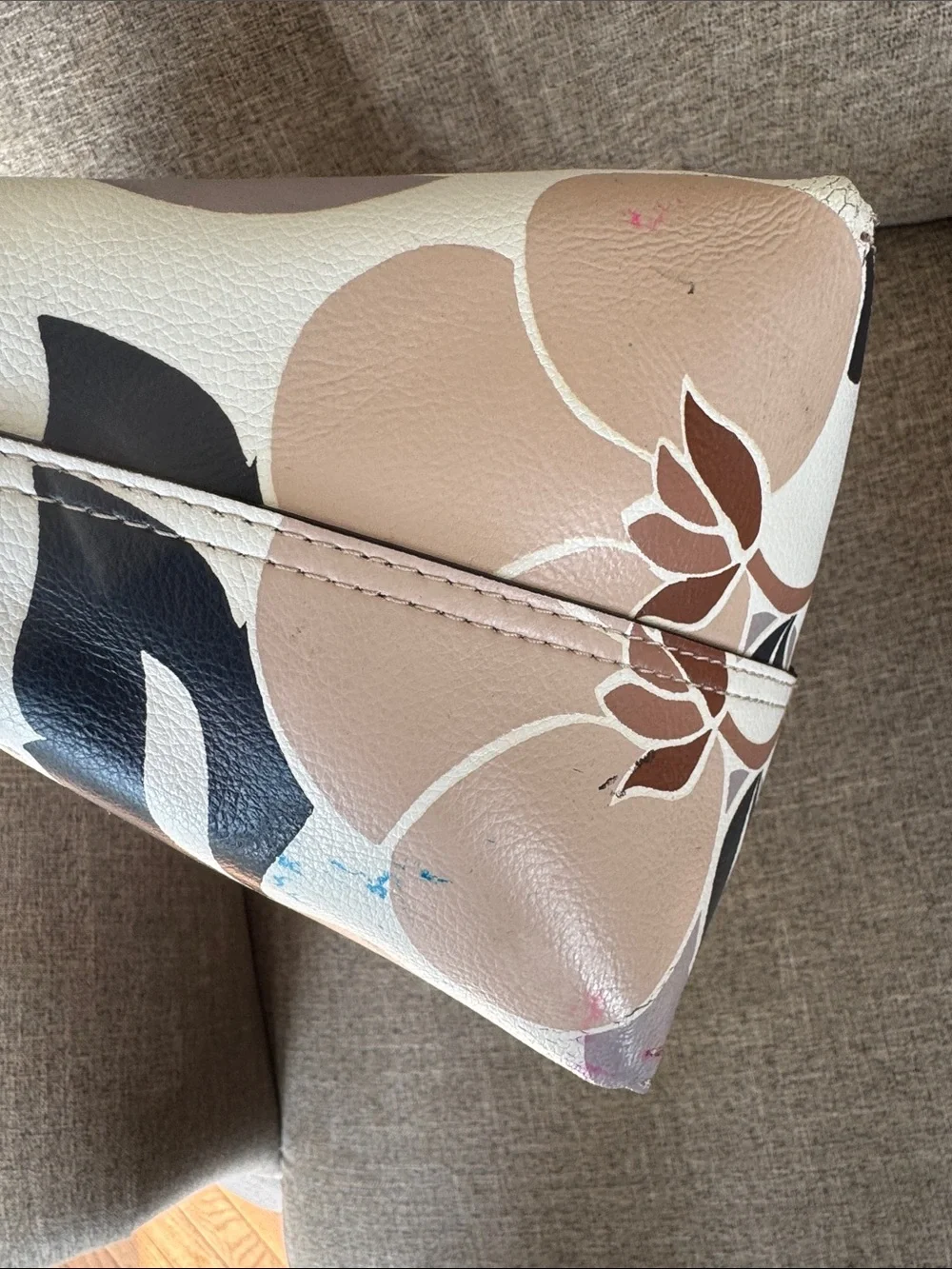 Kate Spade Arch Place Mya Breezy Floral Reversible to beige tote MISSING POUCH
